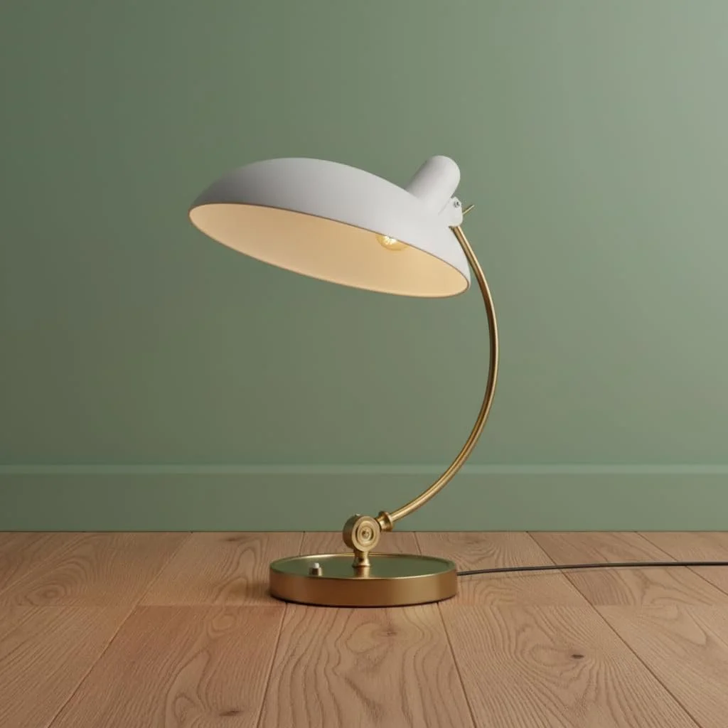 Настільна лампа BARCELONA LED Ulia Bauhaus металева E27 Біла з золотом, фото №1