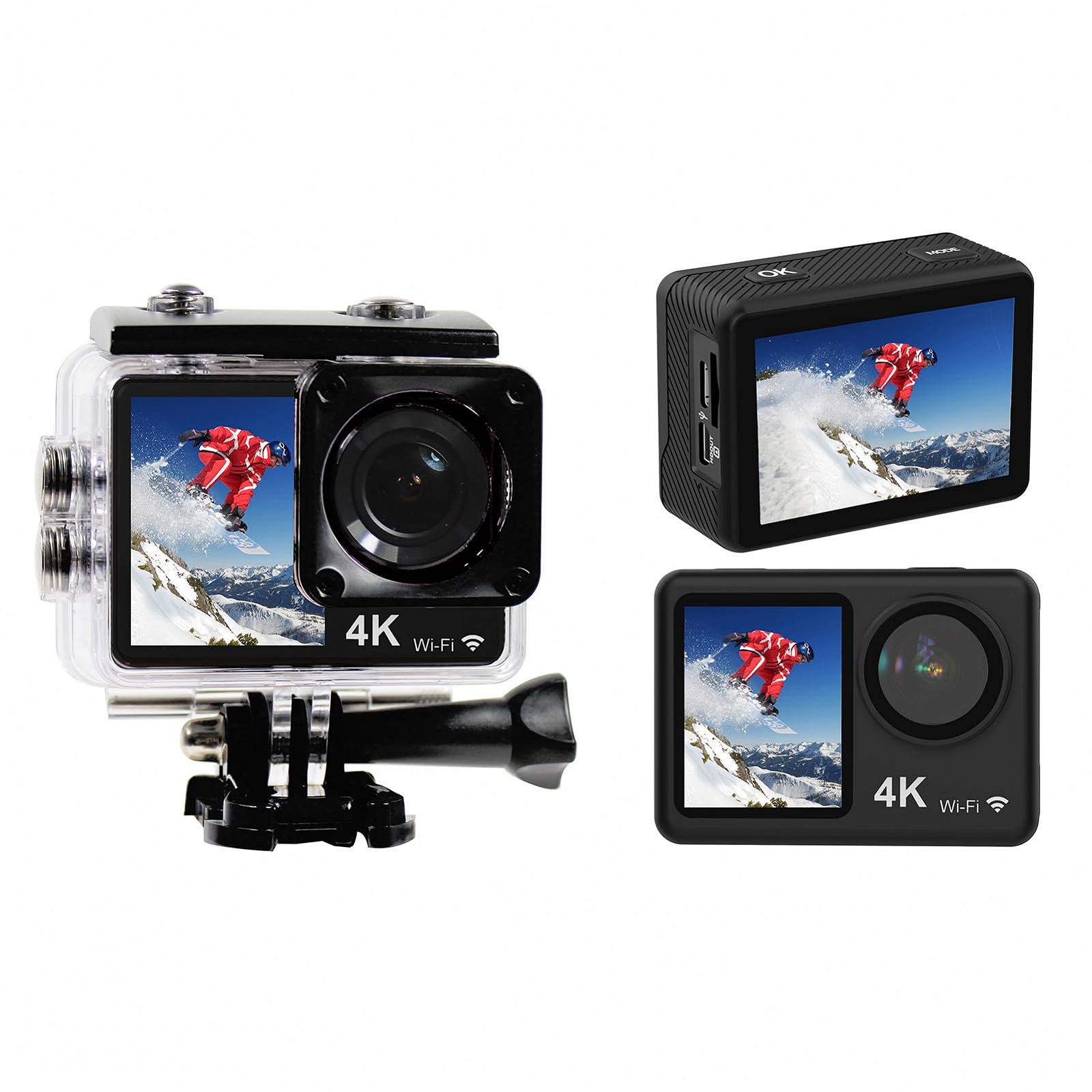 Екшн-камера Andoer 4K 60FPS 24MP WiFi Спортивна Екшн-камера 170° ширококутний об'єктив Два екрани Анти-тремтіння 30M Водостійка, фото №1