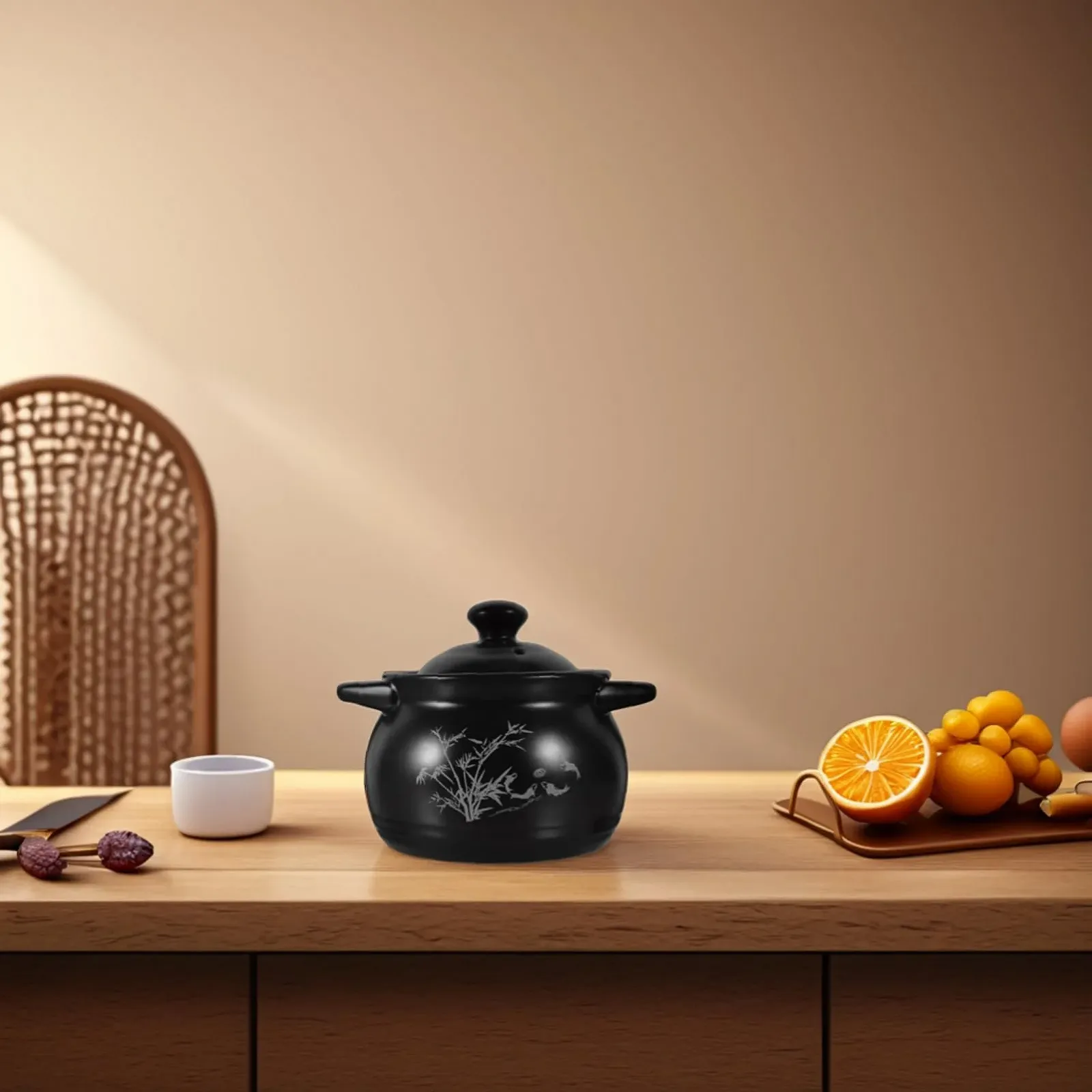 Кастрюля GALPADA керамическая многофункциональная с ручкой и крышкой, фото №4