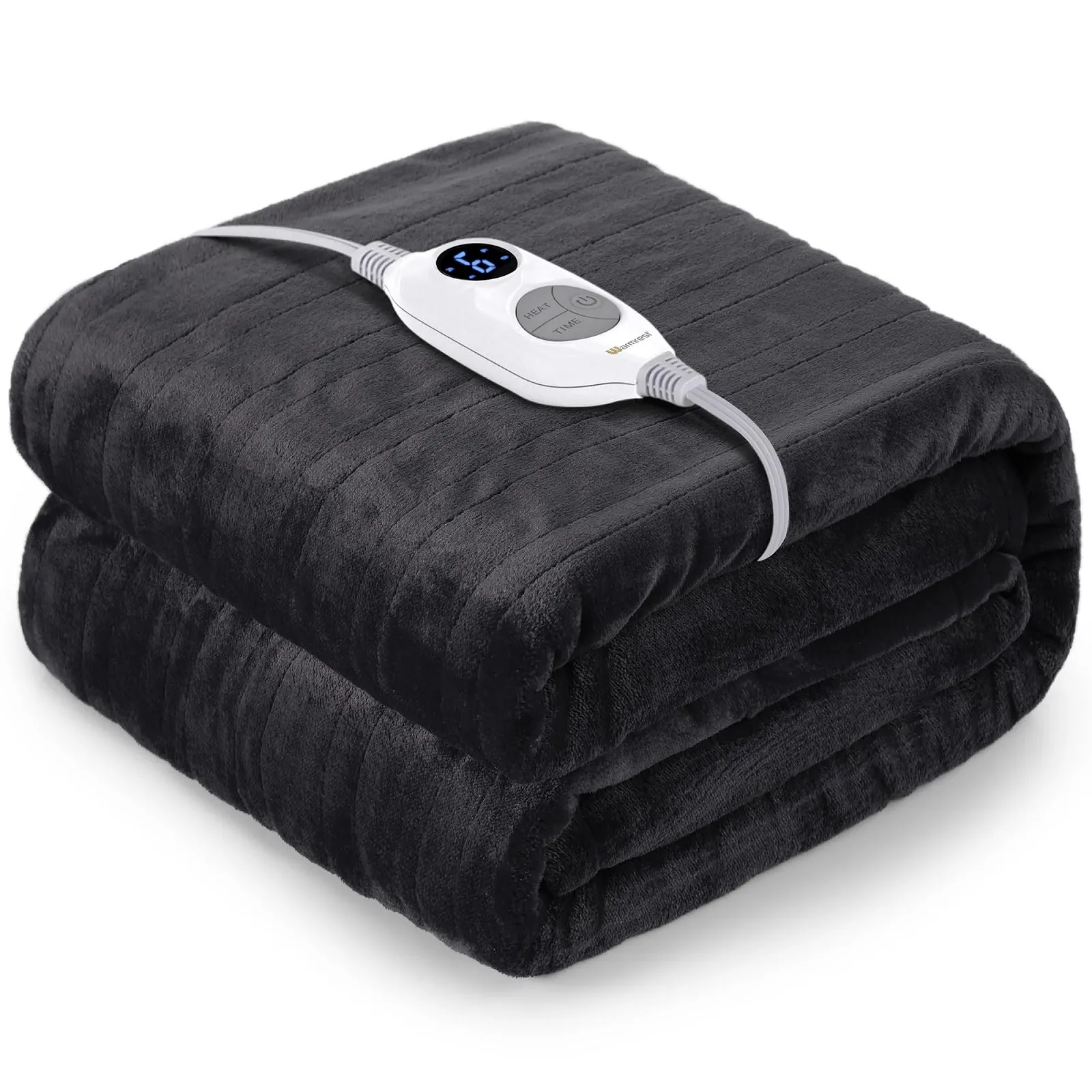 Электрическое одеяло Warmrest 130 x 100 см, фланель, 6 уровней температуры, защита от перегрева, серое, фото №1