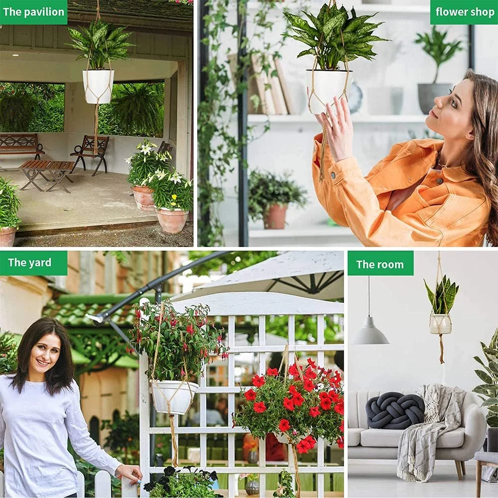 Подвес для растений MEISHANG макраме набор 6 шт хлопковая веревка декоративный, фото №5