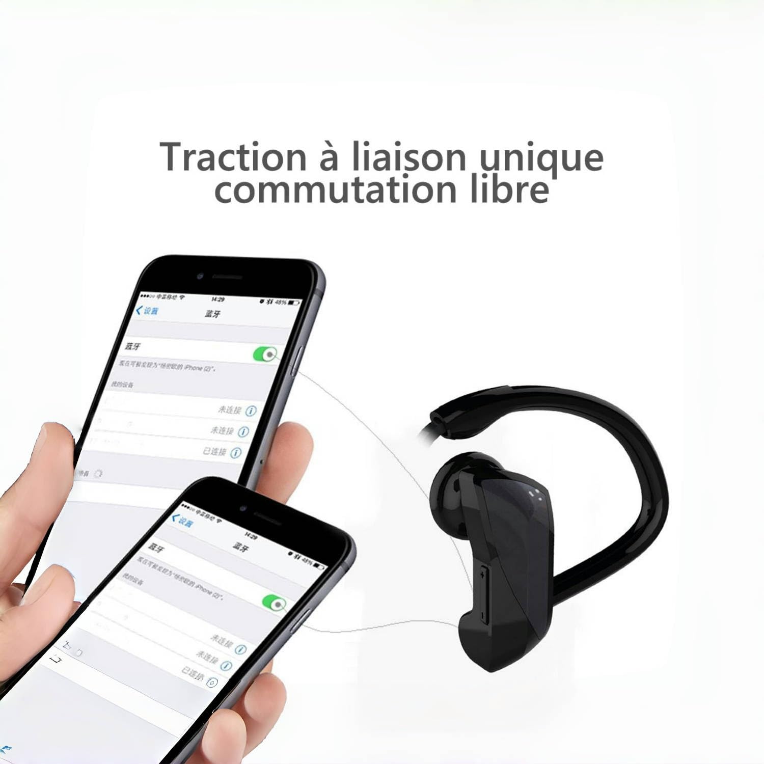 Наушники Aotecno Беспроводные с микрофоном для спорта, велоспорта, походов и путешествий Черный, фото №4