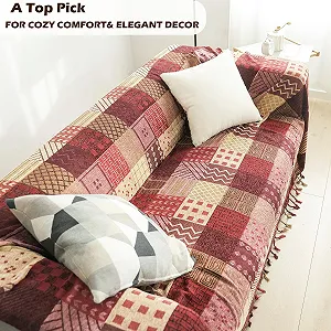 Покривало VANJOROY Велике клаптикове покривало з китицями для 2 3-місного дивана synthetic.ua - Фото 1