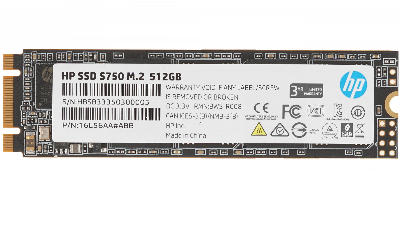 Накопитель SSD HP S750 M.2 2280 512Gb (16L56AA#ABB), фото №1 Накопитель SSD HP S750 M.2 2280 512Gb (16L56AA#ABB), фото №1