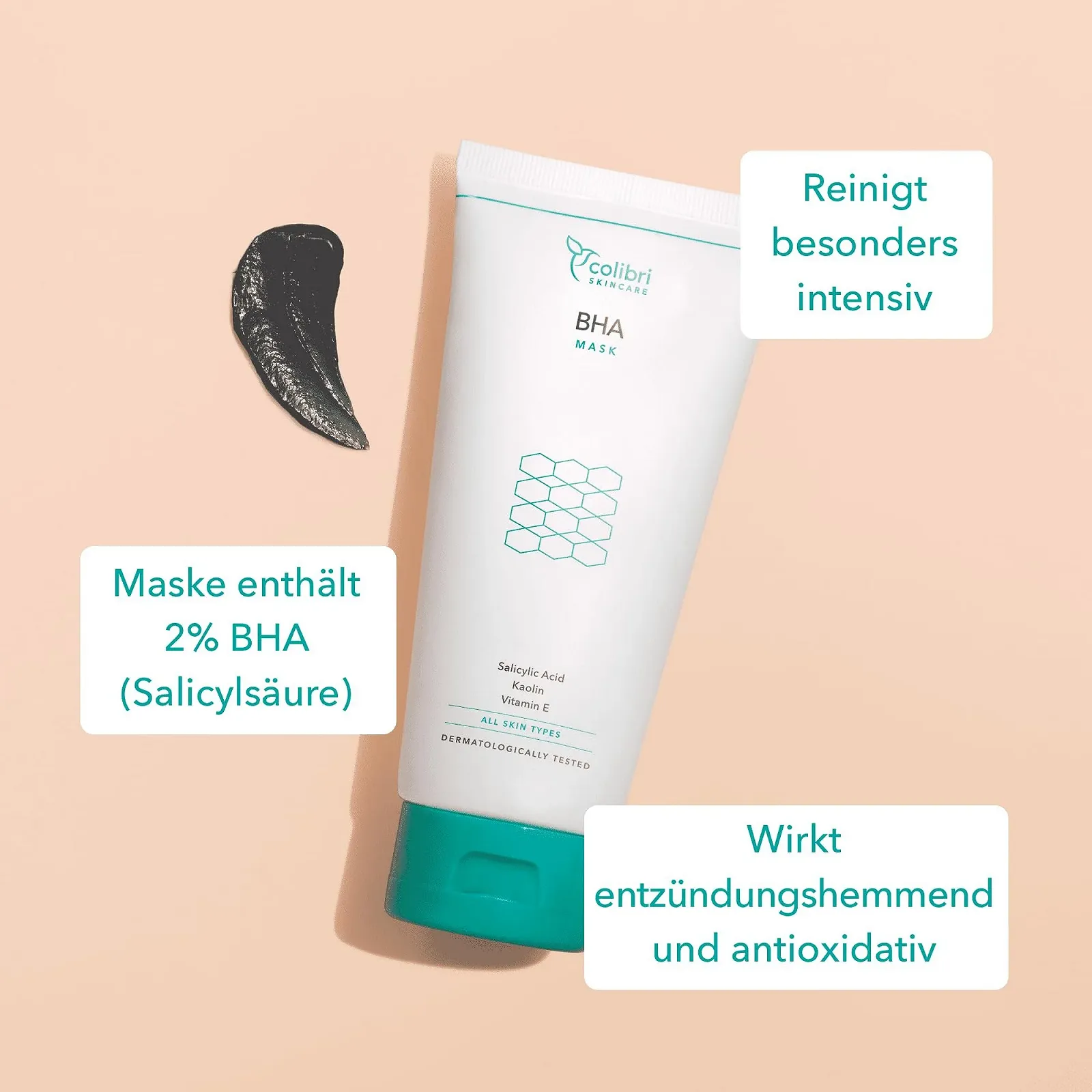 Маска для лица Colibri Cosmetics с активированным углем, 2% BHA салициловой кислоты 150 мл, фото №2