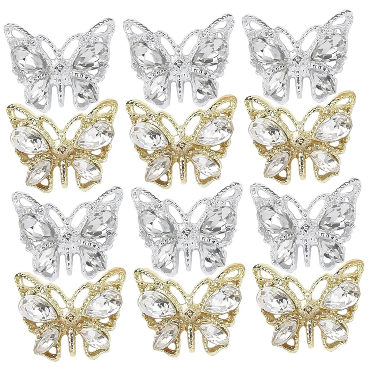 Украшения для ногтей Healeved Бабочки со стразами, 20 шт., фото №1