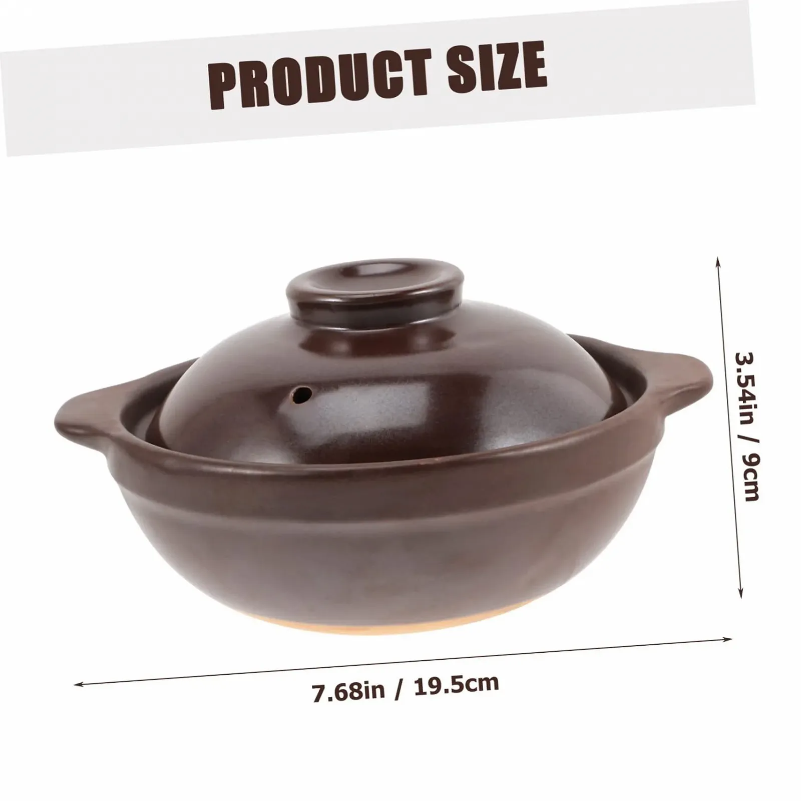 Глиняный горшок с крышкой антипригарный коричневый, фото №2