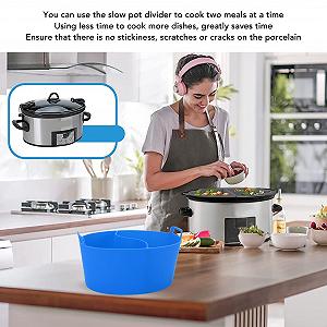 Вставка для мультиварки, Разделитель для Crock Pot, Термостойкие силиконовые разделители для медленного приготовления, для большинства мультиварок 6QT (СИНИЙ) synthetic.ua - Фото 1