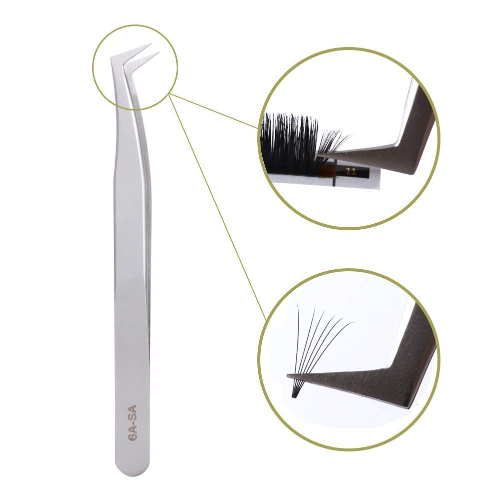 Пинцет Gemerry Easy Fan для наращивания ресниц с технологией объема 3D / 5D / 8D / 10D – хороший веер – толщина 0.03 / 0.05 / 0.07 / 0.10 мм, C/D изгиб, фото №2