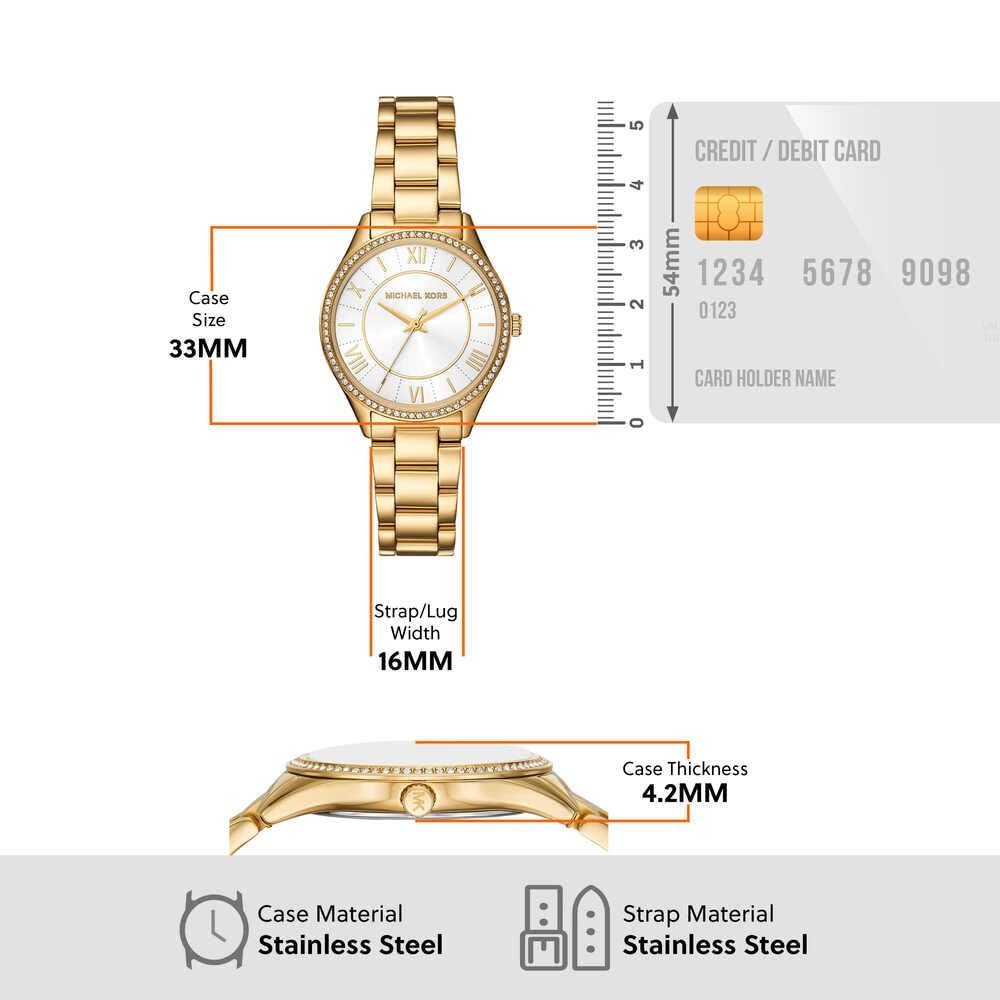 Женские часы Quartz Michael Kors Lauryn Three Hand Movement с ремешком из нержавеющей стали или кожи, фото №6