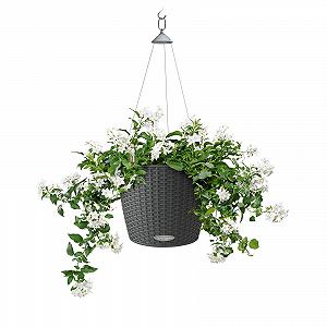 Подвесные горшки для растений Lechuza с автоматической поливкой, NIDO Cottage 28, пластиковый, под ротанг, с дренажным отверстием synthetic.ua - Фото 1