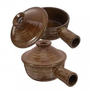 Набор керамических горшков SOLUSTRE с крышкой термостойких 2 шт. - Фото 1