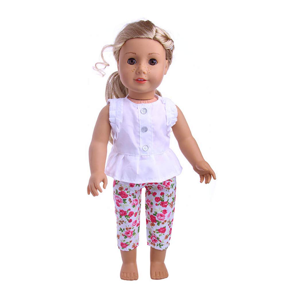 Набір Uteruik Puppenkleidung для 46 см ляльки American Girl Повсякденні вбрання – футболка і квіткові штани 2 штуки/набір, фото №2