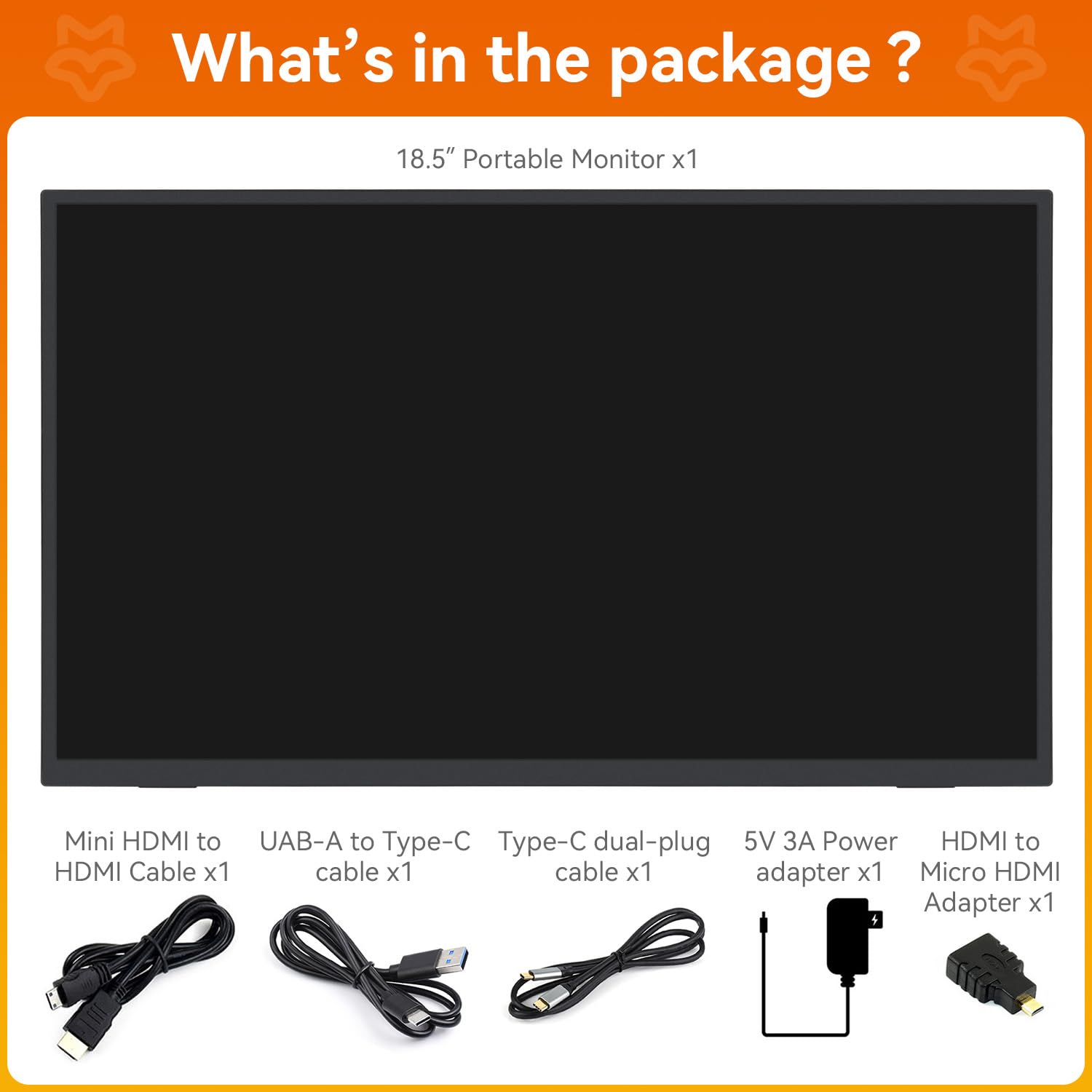 Портативный монитор LUCKFOX 18.5 дюймов 1080P FHD USB-C HDMI 120Hz с подставкой, фото №2