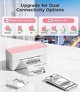 Бездротовий термопринтер етикеток Phomemo PM241BT Біло-рожевий synthetic.ua - Фото 1