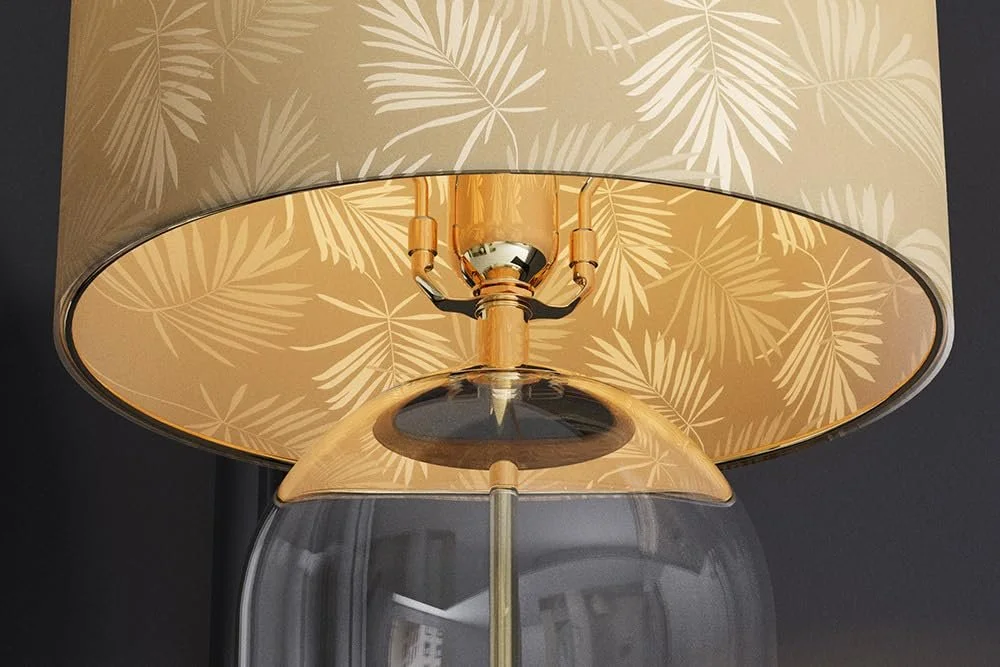 Настільна лампа invicta INTERIOR Classico Modern 50 см Скляна основа Лляний плафон Білий/Золотий, фото №5