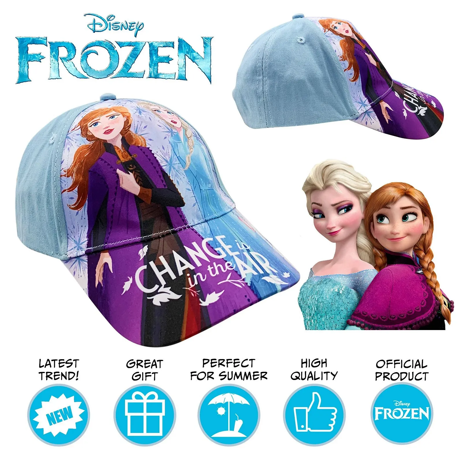 Бейсболка Sun City Frozen Anna & Elsa детская для девочек, фото №5