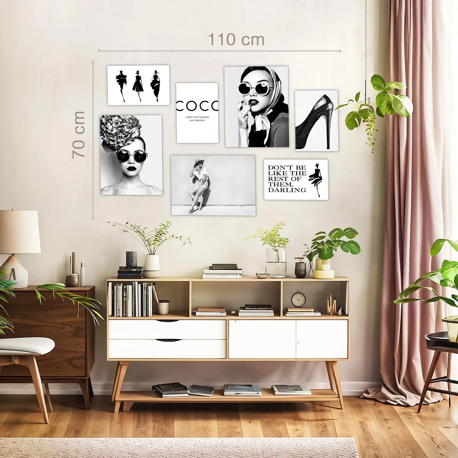 Картини на стіну Novart Coco Fashion набір 7 шт. чорно-білі, фото №3