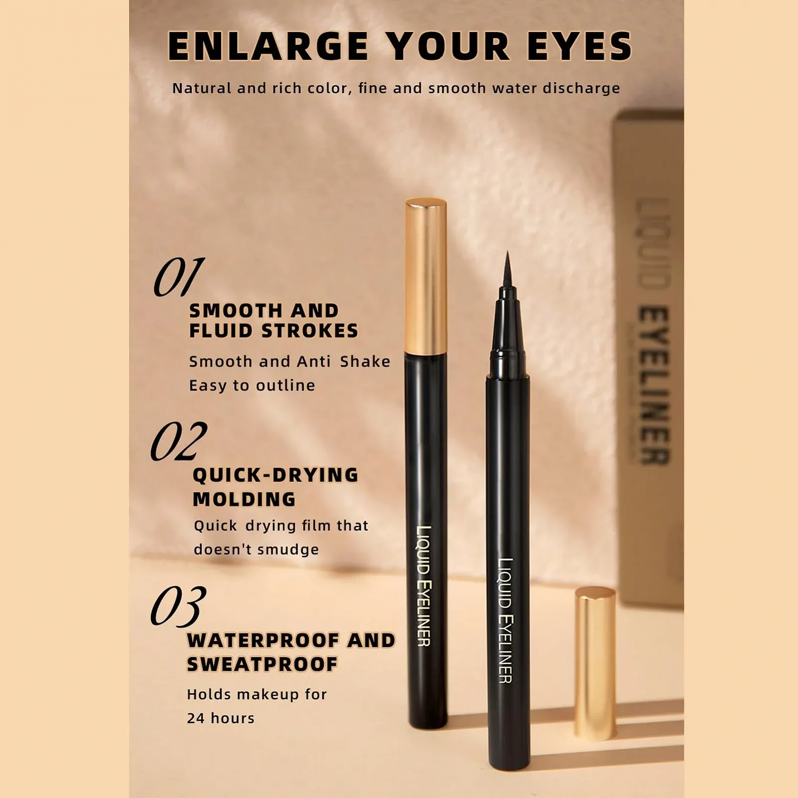 Жидкая Подводка для глаз Черный Шелковистый, фото №4