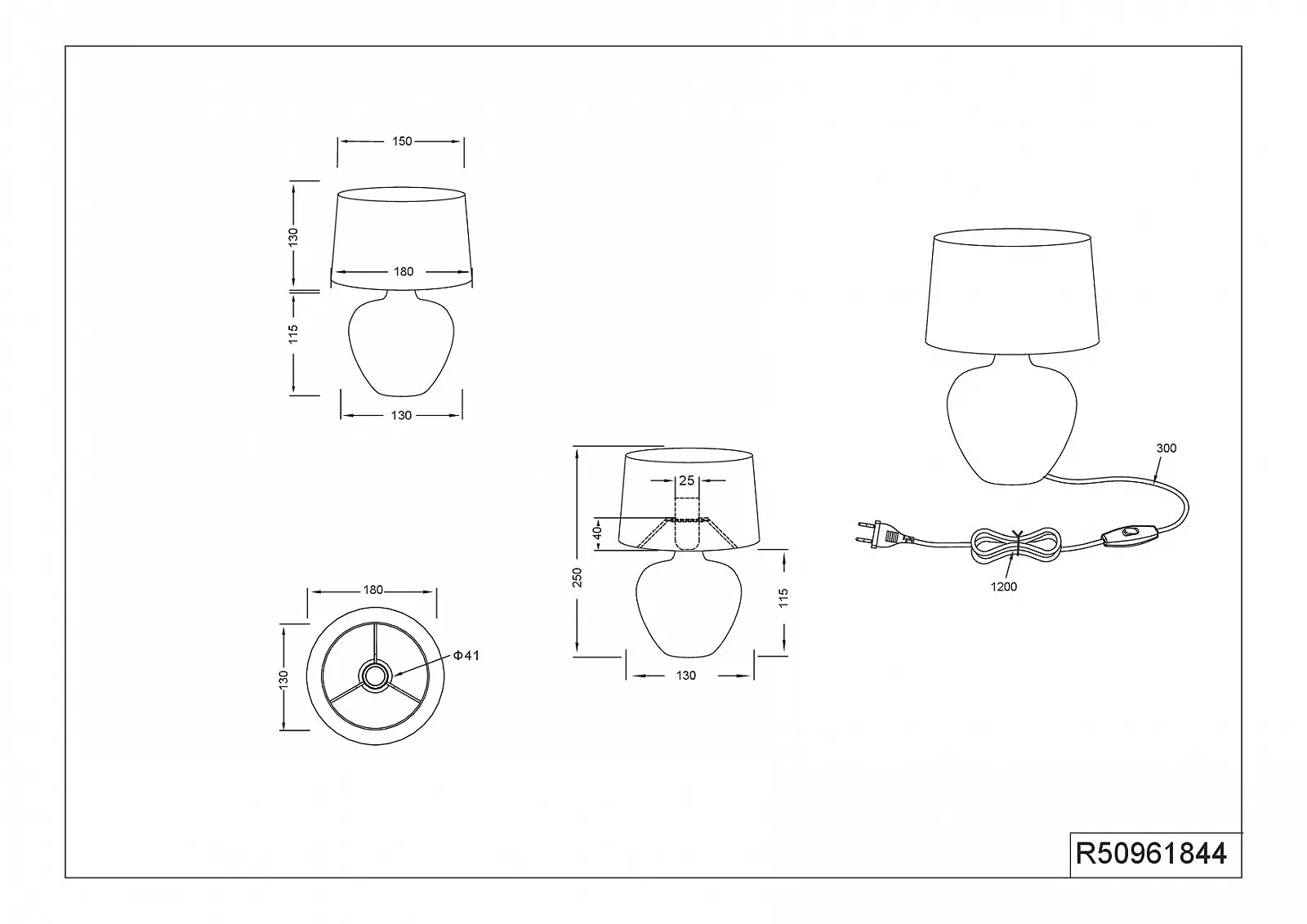 Настільна лампа Reality Leuchten Lou R50961844 Керамічна Коричнева Тканинний плафон Бежева 1x E14 Висота 25 см, фото №4