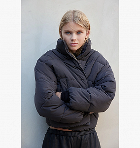 Пуховик H&M Short Puffer Jacket Grey 1228408007 XXS synthetic.ua - Фото 1