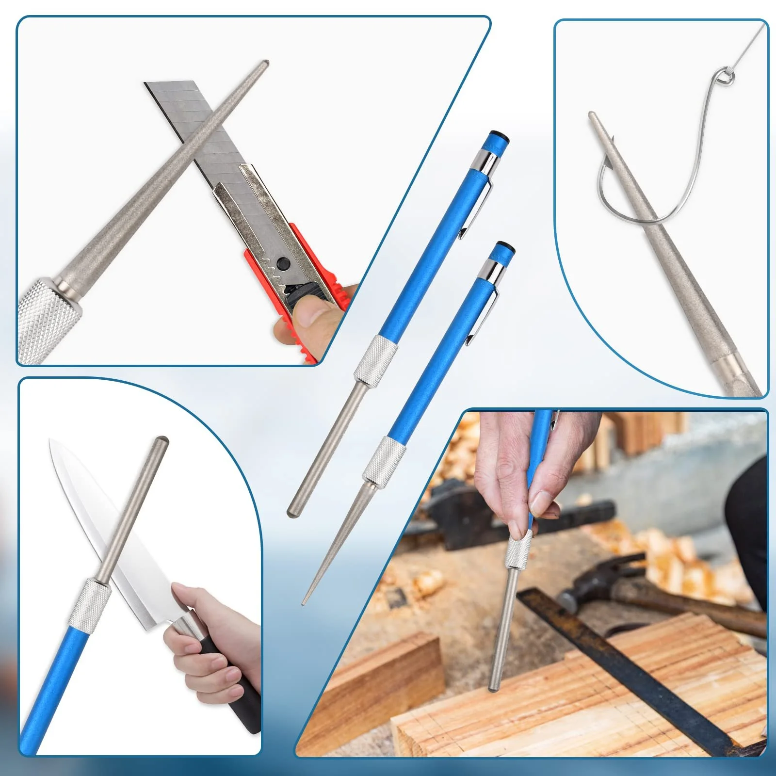 Точильний камінь алмазний для серрейторів портативний багатофункціональний у формі ручки, фото №4