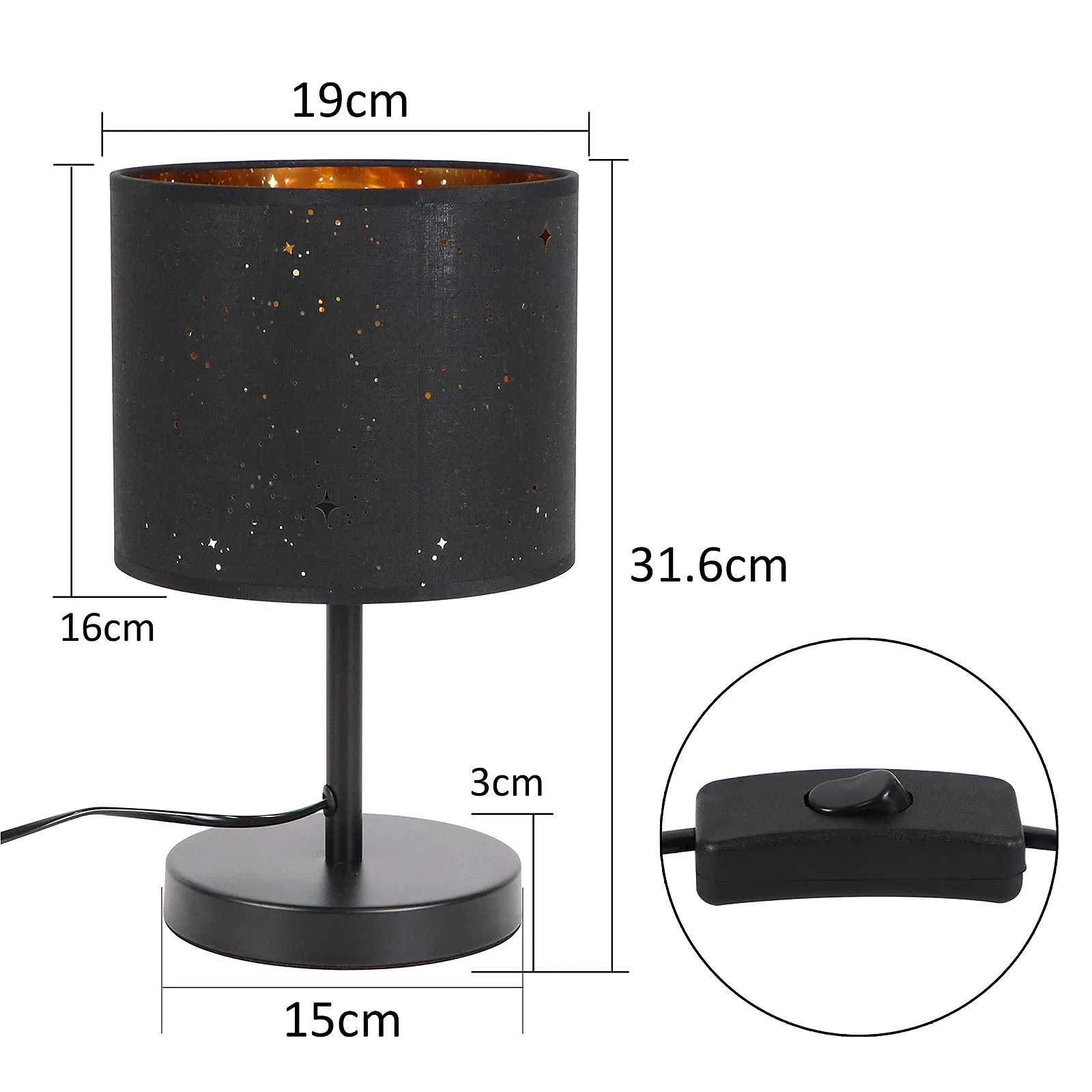 Настільна лампа ZMH Country House E27 Чорний Золотий, фото №4