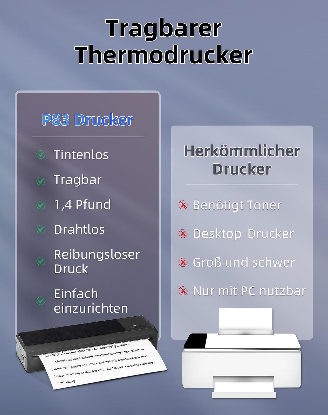 Портативный термопринтер Born4ship P83 A4 Bluetooth 203 DPI, фото №2 Портативный термопринтер Born4ship P83 A4 Bluetooth 203 DPI, фото №2
