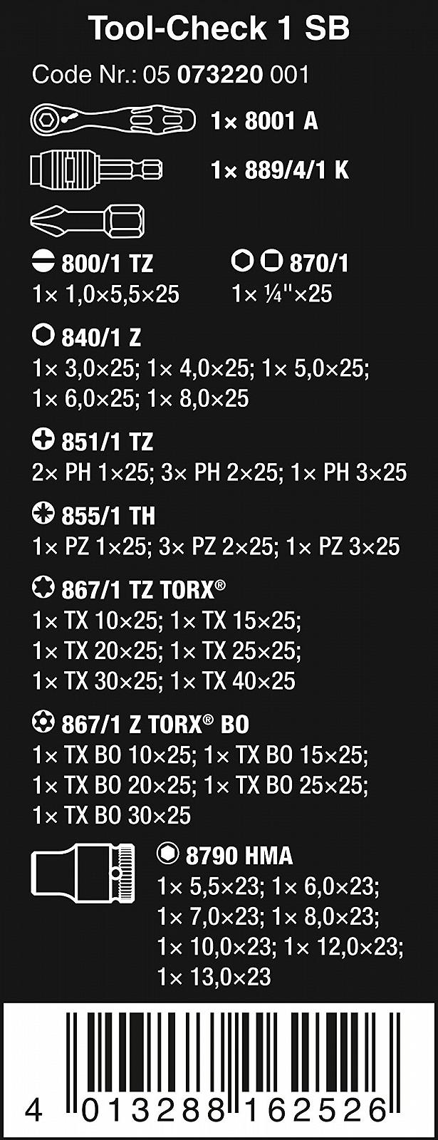 Інструмент Wera Tool-Check 1 SB Компактний набір 38 частин & тріскачка-викрутка 816 RA 1/4 дюйма x 142.0 мм, фото №3 Інструмент Wera Tool-Check 1 SB Компактний набір 38 частин & тріскачка-викрутка 816 RA 1/4 дюйма x 142.0 мм, фото №3