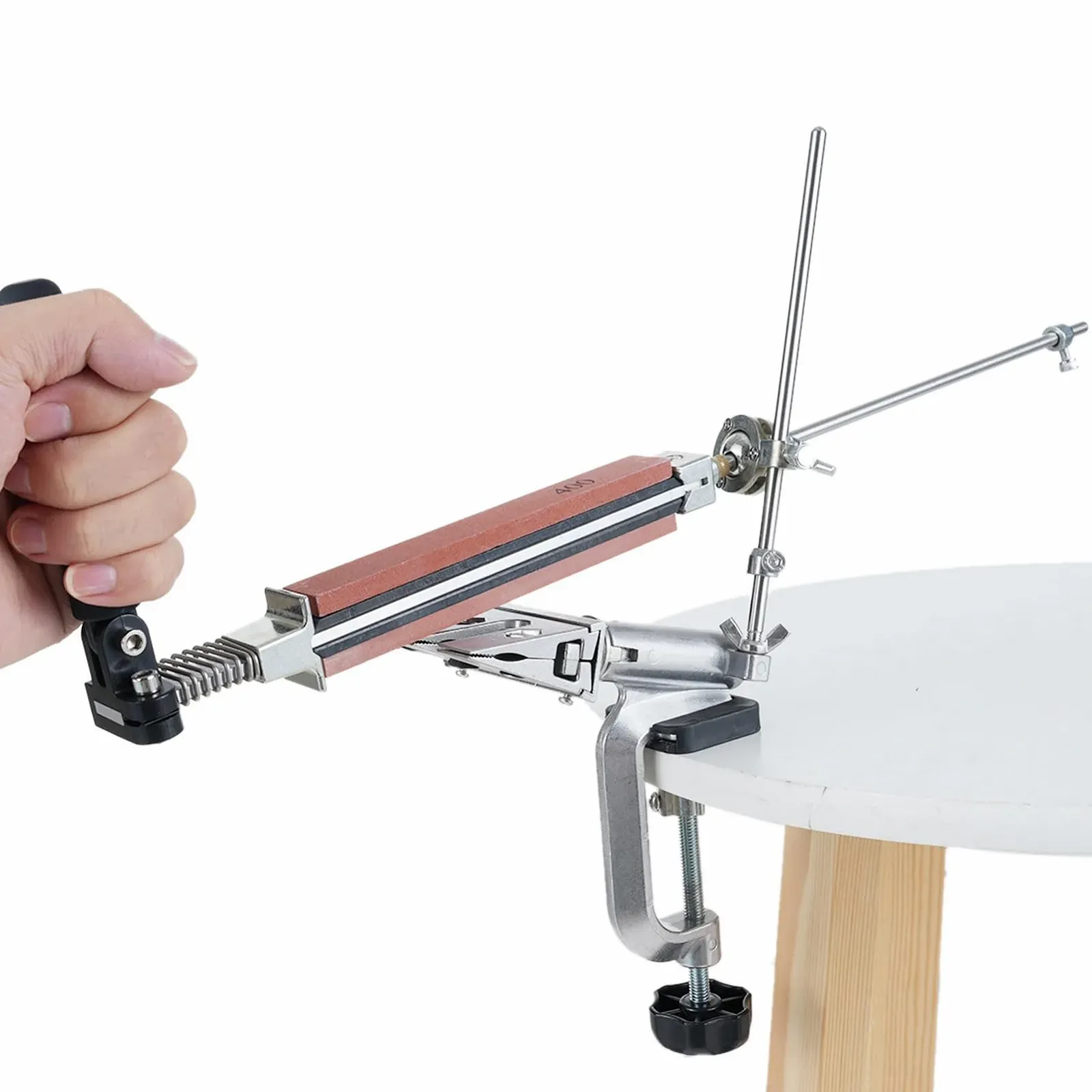 Система заточки ножей ручная из сплава с поворотным зажимом и 6 камнями, фото №4