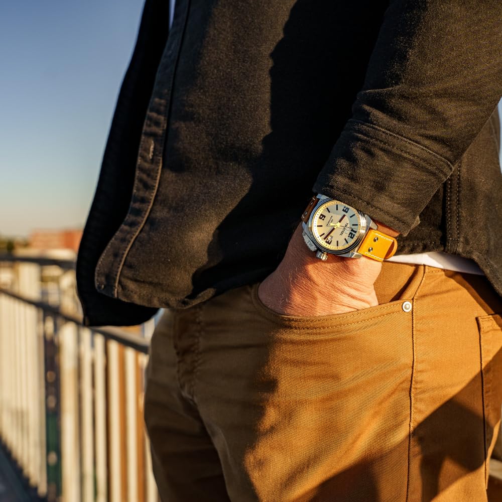 Часы TW Steel Swiss Canteen для мужчин с кварцевым механизмом, диаметр 42 мм, 3 стрелки, кожаный ремешок, фото №6