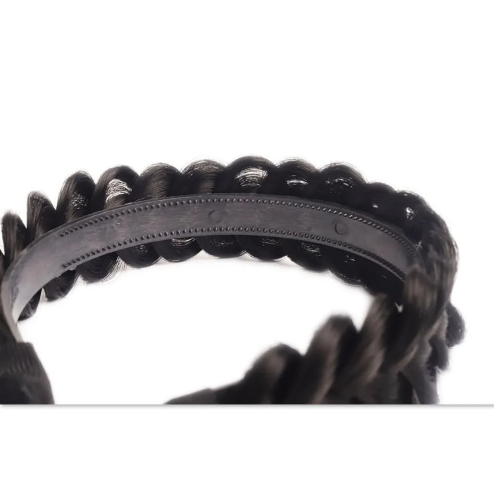 Жіночий обруч для волосся з плетеною косою, темно-коричневий, фото №6