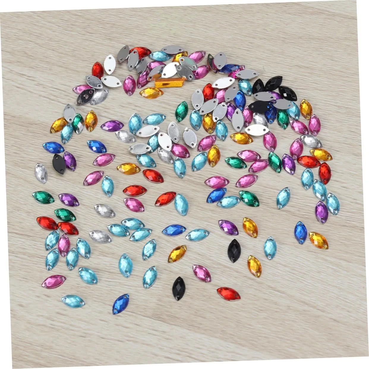 Стразы пришивные Operitacx 150 шт., плоские, хрустальные бусины для одежды, аксессуары для одежды с двумя отверстиями, смешанные цвета, фото №9