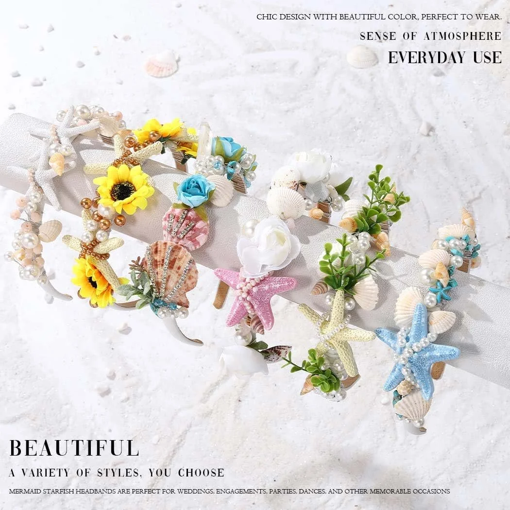 Обруч для волосся з морською зіркою Білий, фото №6