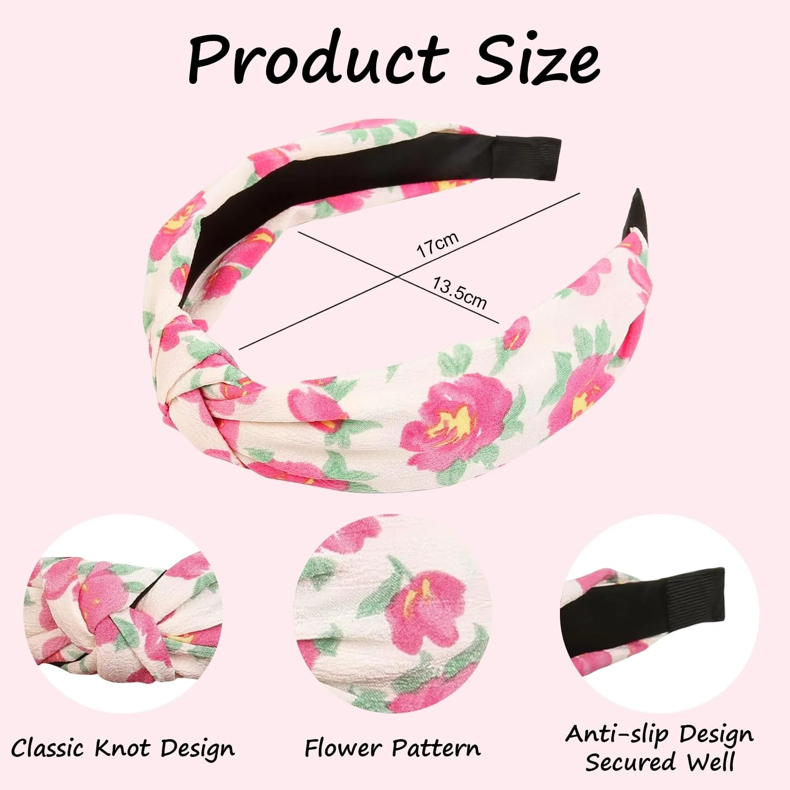 Обруч Рожевий Квітковий візерунок, 4 шт, фото №2 Обруч Рожевий Квітковий візерунок, 4 шт, фото №2