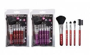 Набір кистей Diamante Royal Cosmetics 5 шт., червоний - Фото 1