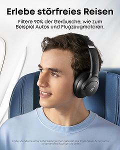 Наушники Over-Ear soundcore Q20i Беспроводные Bluetooth с гибридным активным шумоподавлением, 40 часов воспроизведения в режиме ANC, Hi-Res Audio, Deep Bass, персонализация через приложение Черный synthetic.ua - Фото 1