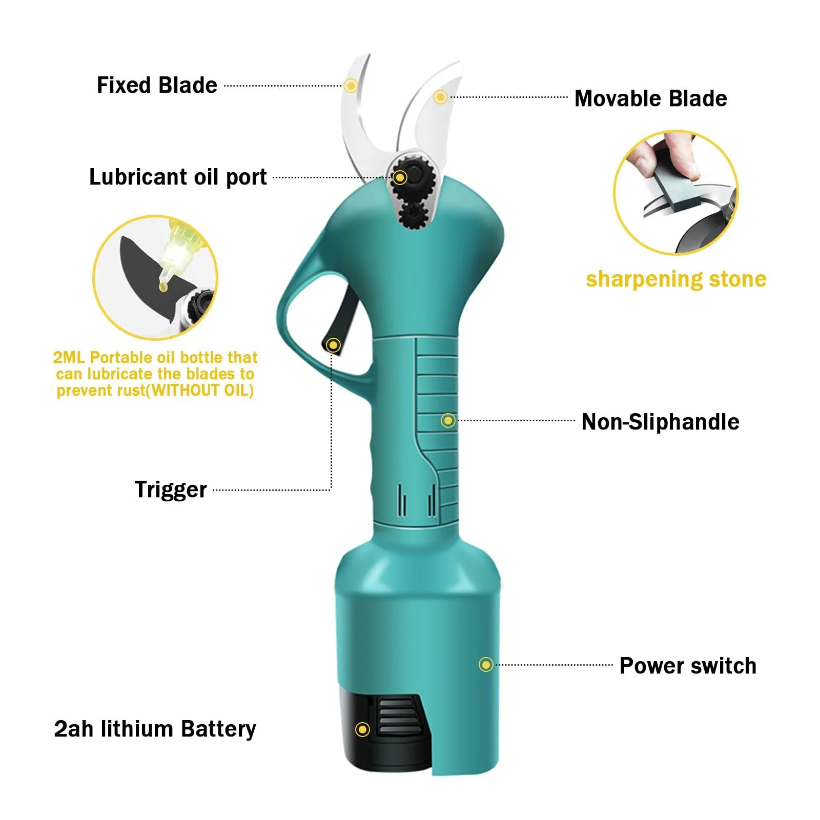 Секатор акумуляторний Professional Electric Garden Shears 28 мм 2 x 2000 mAh, фото №3