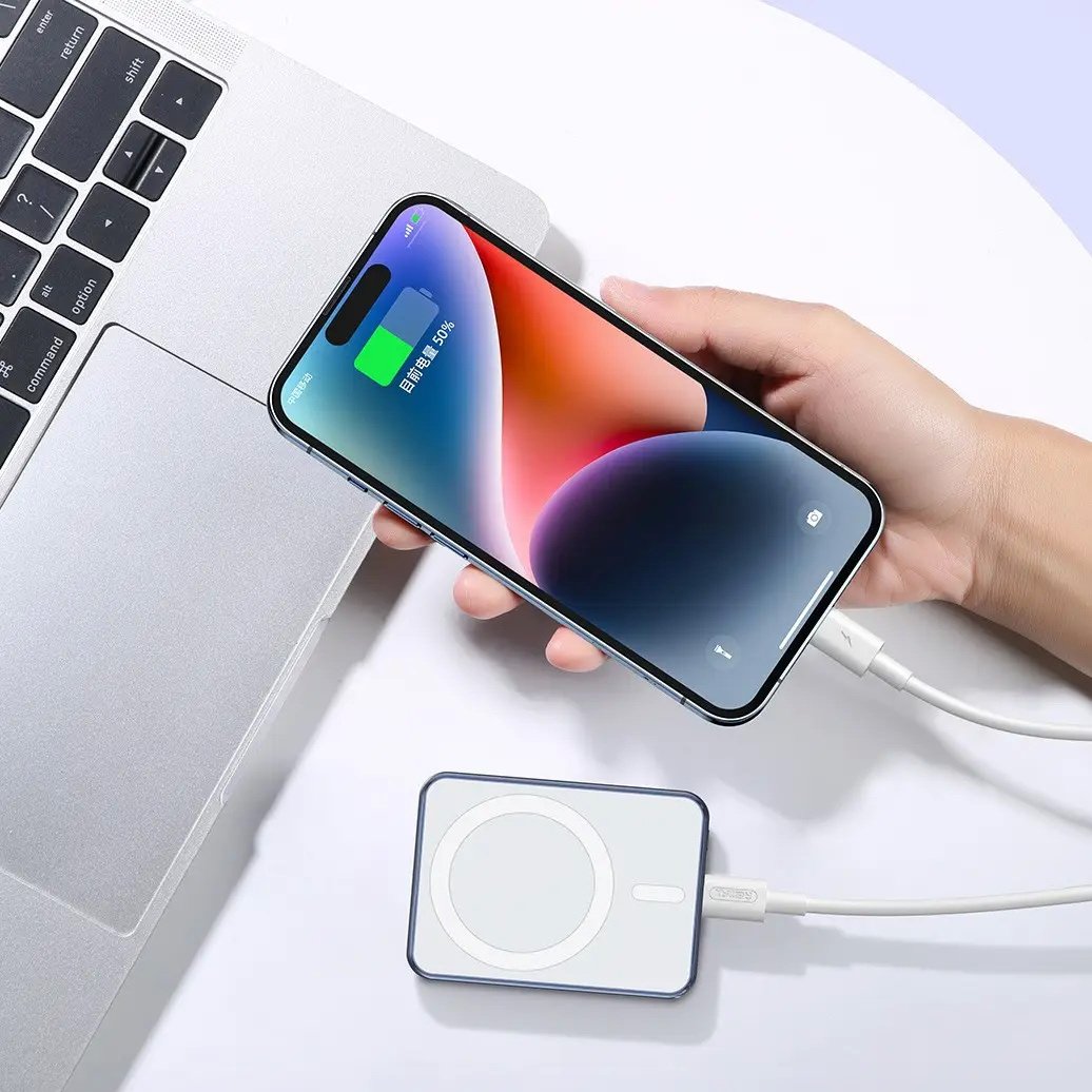 Зовнішній павербанк 5000 mAh 20W Remax RPP-509 MagSafe зі швидкою зарядкою PD+QC USB-C, Чорний, фото №5