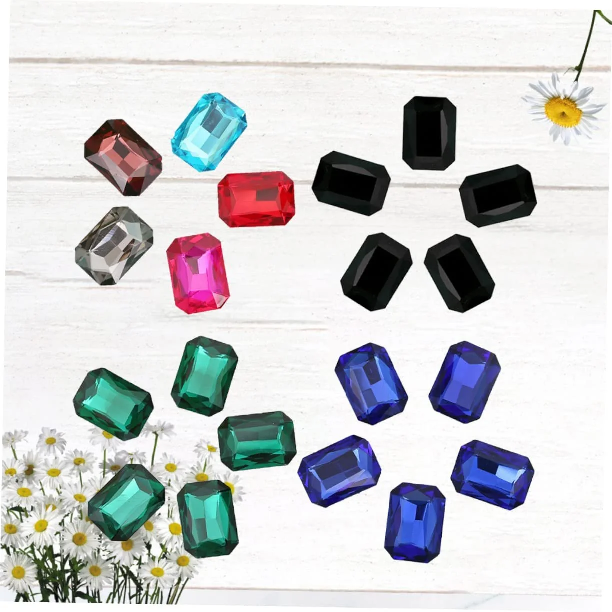 Набір прикрас WOONEKY 50 шт. Восьмикутні скляні стрази Різнокольорові, фото №2