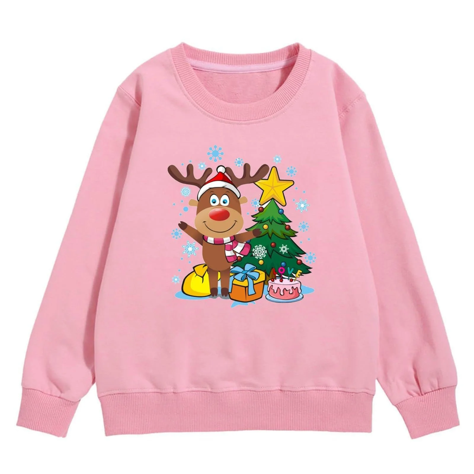 Рождественский свитер для девочки, размер 98-146, свитшот с длинными рукавами, круглый вырез, с принтом букв, фото №4