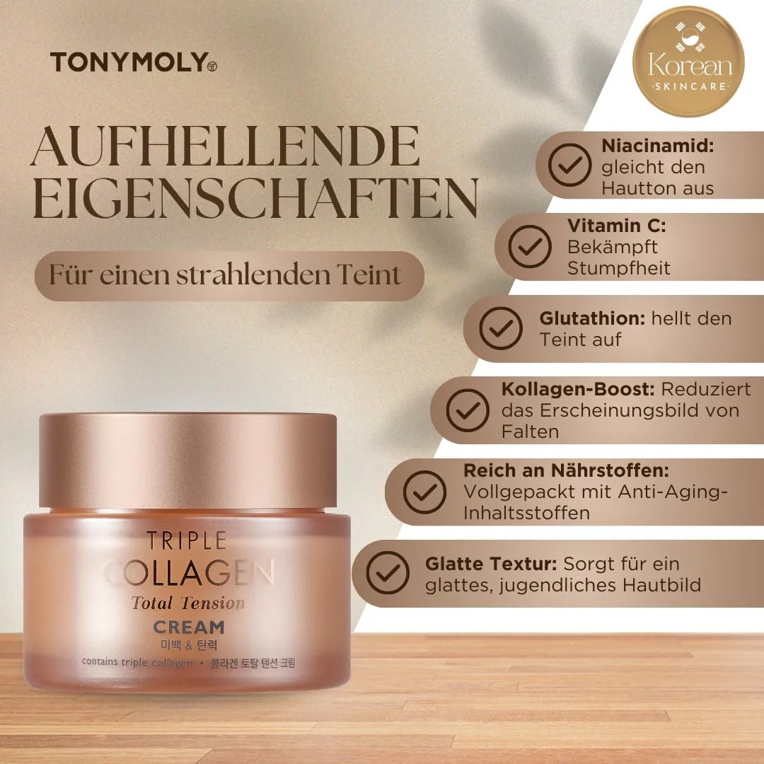 Крем TONYMOLY Triple Collagen Total Tension підтягувальний проти зморшок освітлювальний з ніацинамідом та вітаміном C 80 мл, фото №4