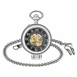 Карманные часы Механические с ручным заводом Infinite Right Angle Magnifying Glass Ретро Серебряный - Фото 1