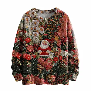 Рождественский джемпер Qixiu для женщин, рождественский вязаный джемпер с Сантой, семейный рождественский джемпер, свитшот со снеговиком, длинные рождественские топы - Фото 1