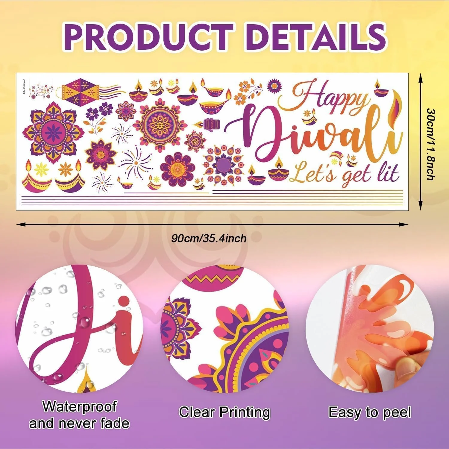 Наклейка на стіну HPNIUB Happy Diwali, фото №2