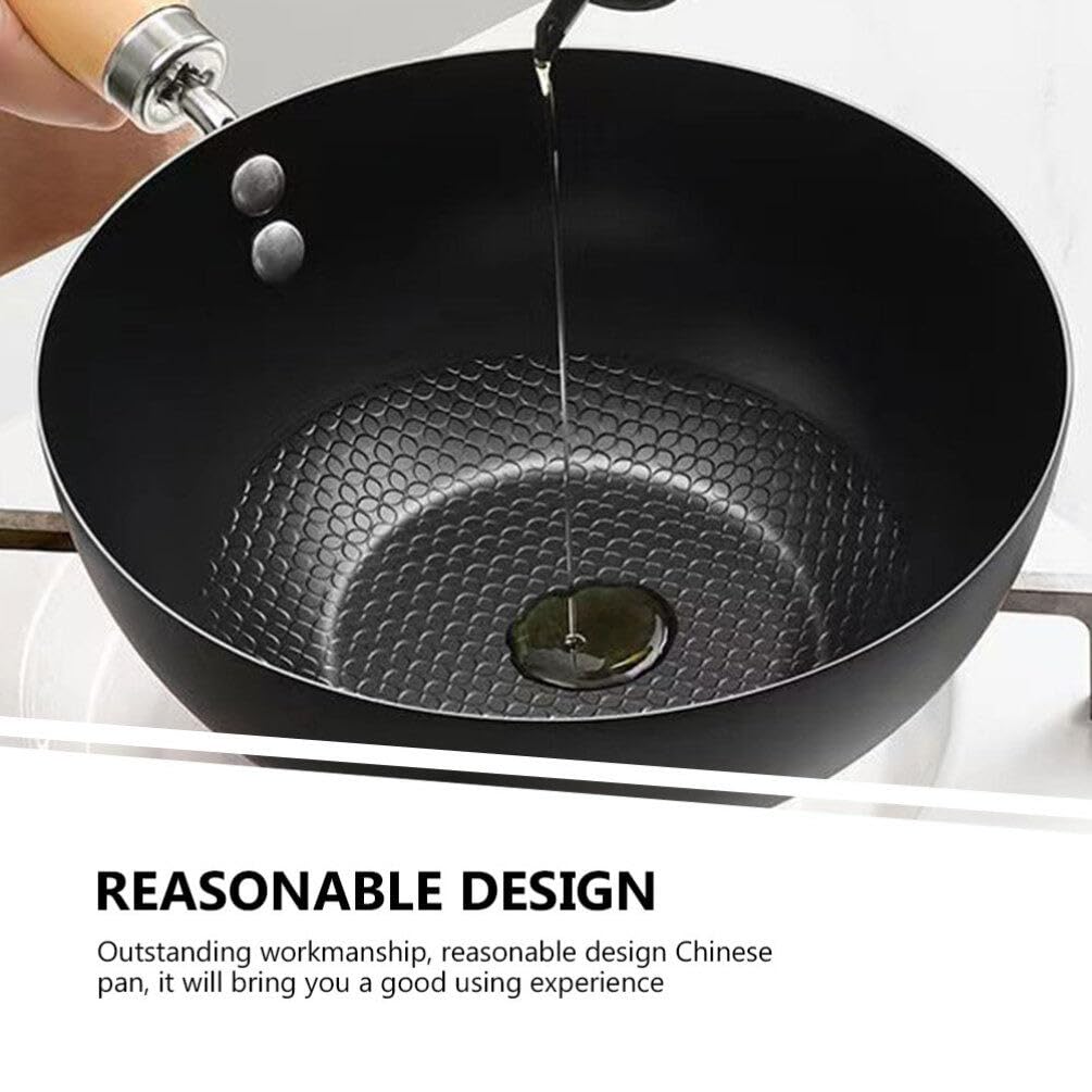 Сковорода BESTonZON Iron Wok з дерев'яною ручкою 24 см, фото №4