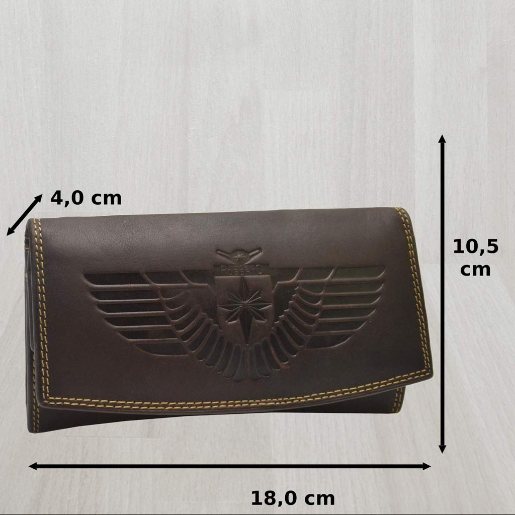 Гаманець Жіночий Шкіряний Flevado Vintage з захистом RFID, з орнаментом орла, коричневий, шкіра буйвола, фото №4