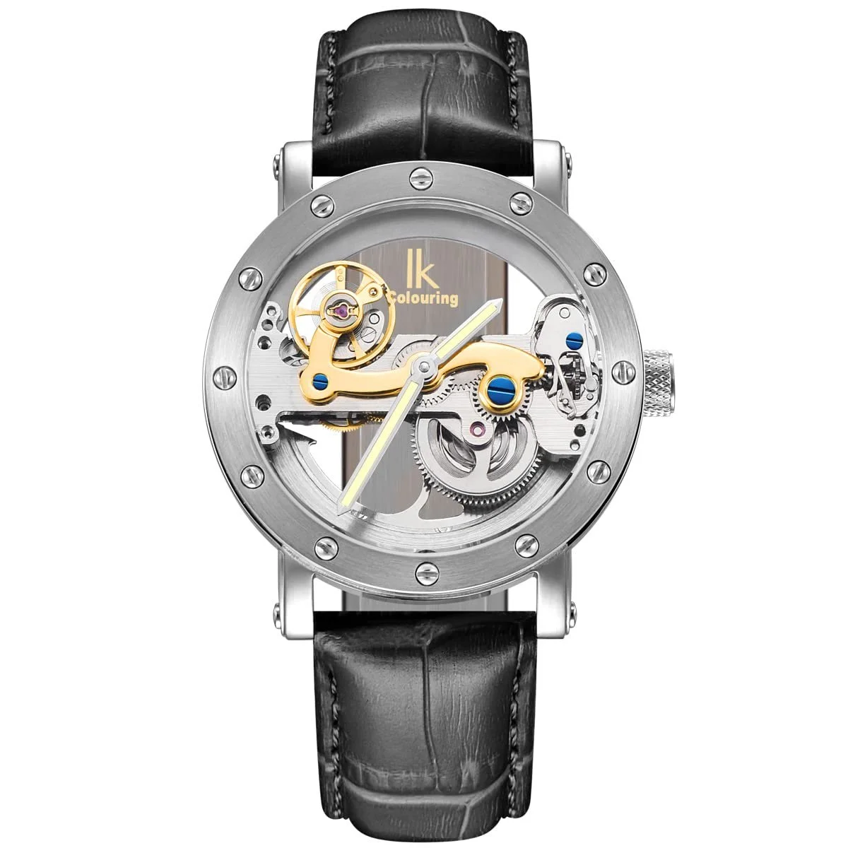 Автоматические часы Alienwork Skeleton, мостовой механизм, стеклянное основание, фото №4