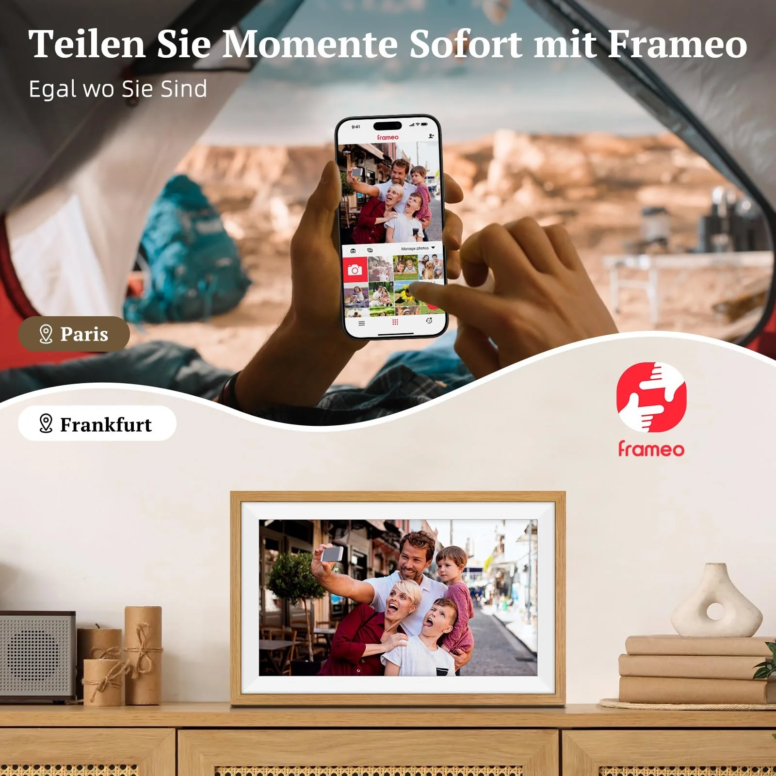Цифровая фоторамка Apveelveer 15.6" WiFi 1920 x 1080 FHD IPS Touch Screen 32 ГБ Oak Wood 94% sRGB, фото №4 Цифровая фоторамка Apveelveer 15.6" WiFi 1920 x 1080 FHD IPS Touch Screen 32 ГБ Oak Wood 94% sRGB, фото №4