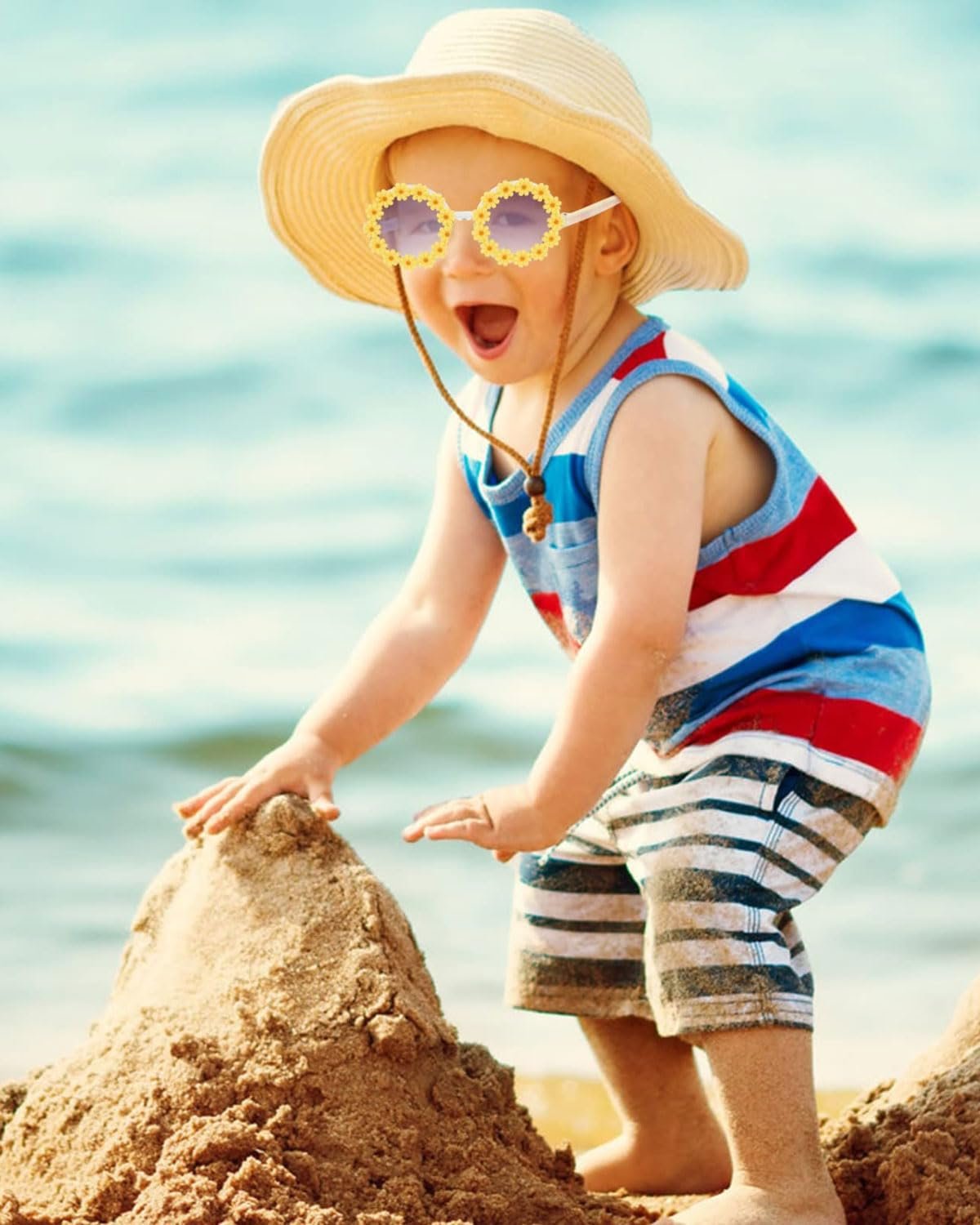 Сонцезахисні окуляри Квіткові круглі Класичні маргаритки Дзеркальні UV400 для дітей, 3 шт, фото №4